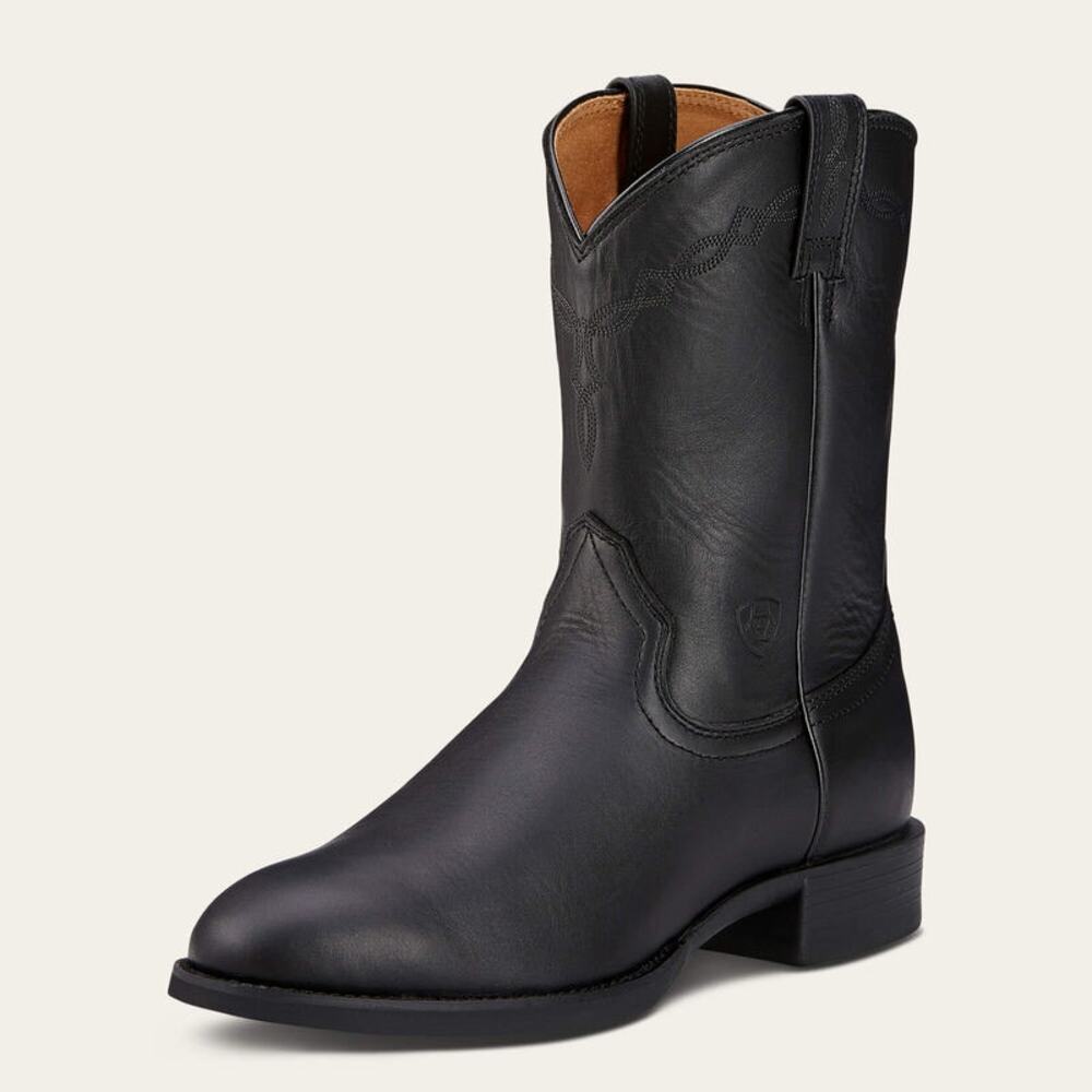 Ariat Men's Heritage Roper Western Boots Black Full Grain Leather Cowboy - 9.5D